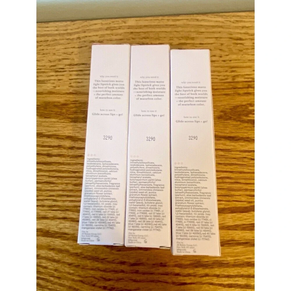 3X Julep Beauty Matte Light Lipstick Transfer Proof Color Overtime NEW SET of 3